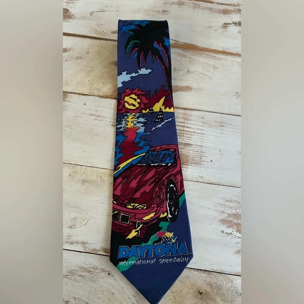 WIN LOSE or TIE Daytona International Speedway NASCAR Florida retro 80s neck tie